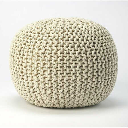 HOMEROOTS 16 x 19 x 19 in. Cool Cream Woven Pouf Ottoman 388965